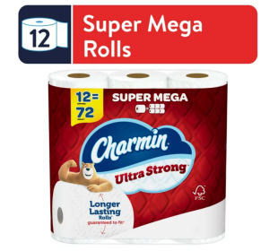 Charmin Ultra Strong Toilet Paper, 12 Super Mega Roll